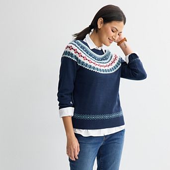 Petite Croft & Barrow® Harvest Motif Sweater