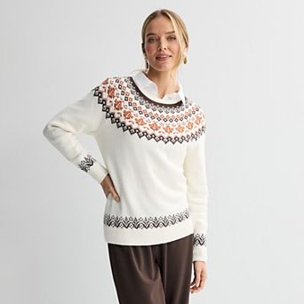 Petite Croft & Barrow® Harvest Motif Sweater