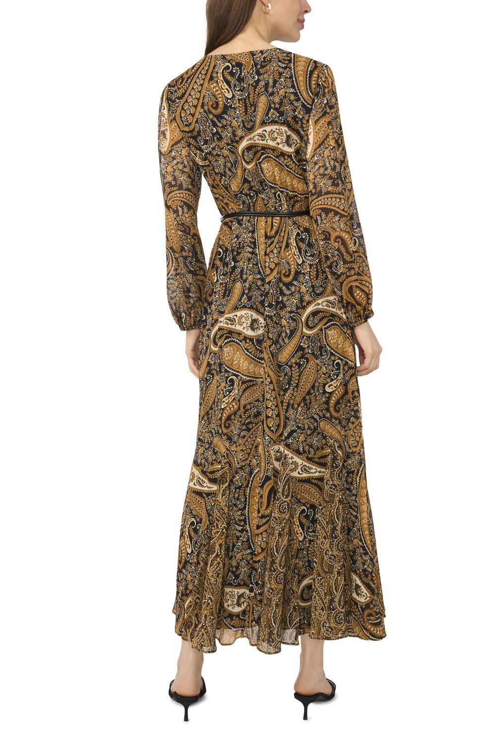 Женское платье MSK Long Sleeve Surplice Maxi Dress with Godets & Belt Trim — фото 2