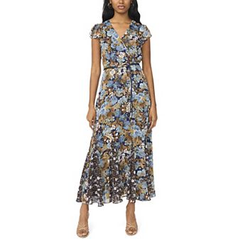 Women's MSK Surplice Maxi Dress with Godets & Belt Trim