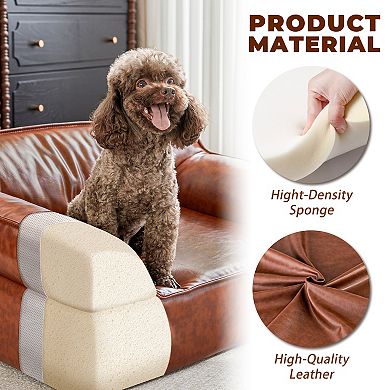 Leather Dog Bed Couch for Medium Dogs Under 50 lbs, Brown foam Orthopedic Elevated Pet Sofa Indoor