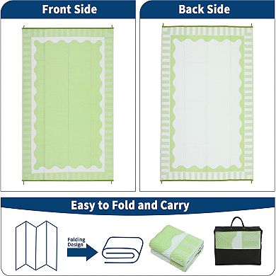 Fashionwu Modern Simple Reversible Garden Decor Waterproof Bordered Bordered UV Resistant Area Rug