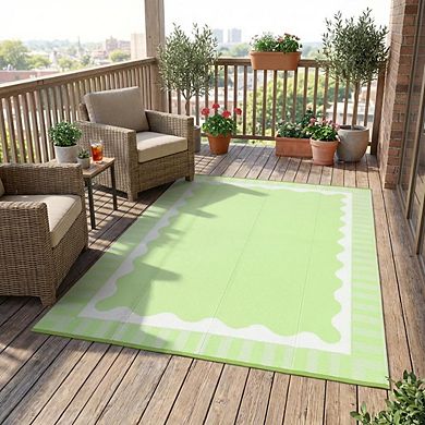 Fashionwu Modern Simple Reversible Garden Decor Waterproof Bordered Bordered UV Resistant Area Rug