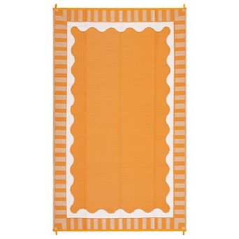 Fashionwu Modern Simple Reversible Garden Decor Waterproof Bordered Bordered UV Resistant Area Rug