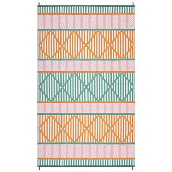 Fashionwu Geometry Washable Plastic Retro Garden Decor Outdoor Bordered Area Rugs for Camping Beach