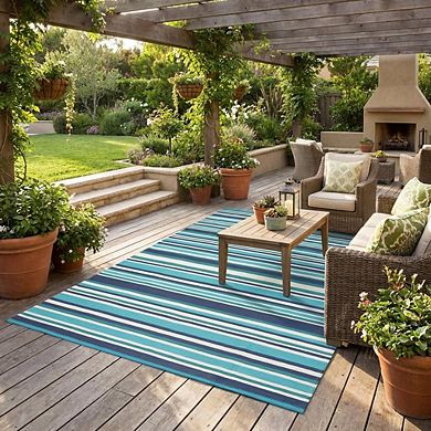 Fashionwu Modern Decor Reversible Garden Decor Waterproof UV Resistant Plastic Lightweight Area Rug