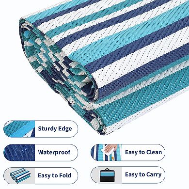 Fashionwu Modern Decor Reversible Garden Decor Waterproof UV Resistant Plastic Lightweight Area Rug