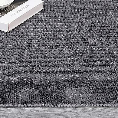 Modern Washable Low-Pile Rug Non-Slip Backing, Foldable Thin Carpet for Living Room Bedroom