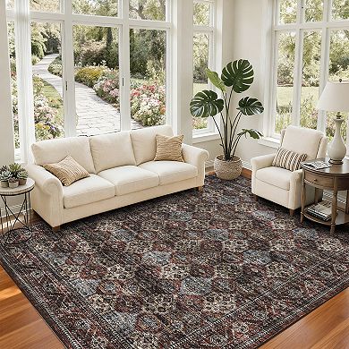 Vintage Washable Floral Kitchen Rugs, Non-Slip Runner for Hallway, Bedroom, Entryway, Bathroom