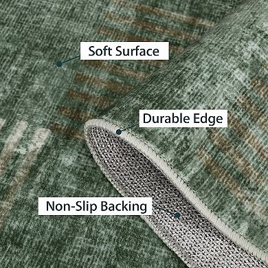 Modern Washable Rugs - Stain-Resistant Checkered Abstract Large Carpet, Non-Slip Backing