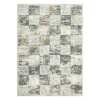 Modern Washable Rugs - Stain-Resistant Checkered Abstract Large Carpet, Non-Slip Backing