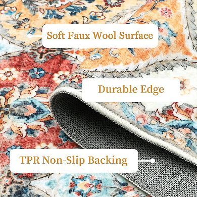 Washable Area Rugs Vintage Oriental Rug Indoor Floor Carpet Non Slip