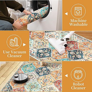 Washable Area Rugs Vintage Oriental Rug Indoor Floor Carpet Non Slip