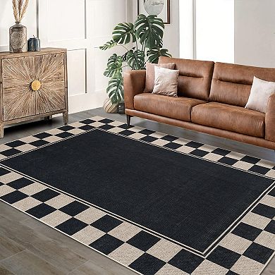 Modern Geometric Block Area Rugs Slip Resistant and Stain Hiding