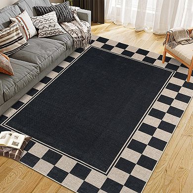 Modern Geometric Block Area Rugs Slip Resistant and Stain Hiding