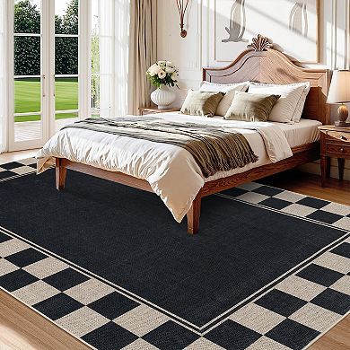 Modern Geometric Block Area Rugs Slip Resistant and Stain Hiding