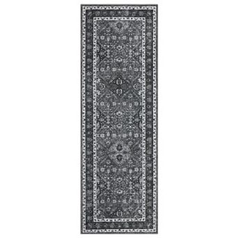 Vintage Floral Washable Area Rug - Non-Slip Farmhouse Rug for Kitchen, Living Room, Bedroom