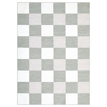 Classic Plaid Modern Rug, Minimalist Thin Carpet for Living Room Bedroom Office, Easy Clean