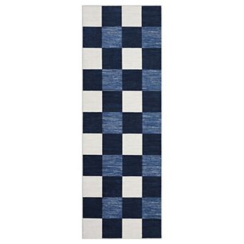 Classic Plaid Modern Rug, Minimalist Thin Carpet for Living Room Bedroom Office, Easy Clean