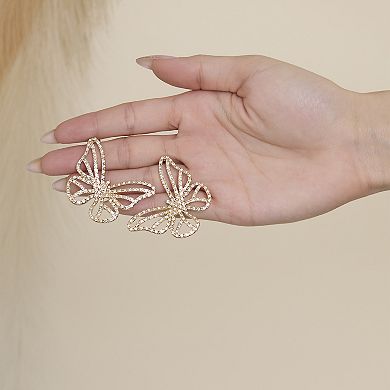 JS Jessica Simpson Textured Butterfly Stud Earrings in Gold-Tone