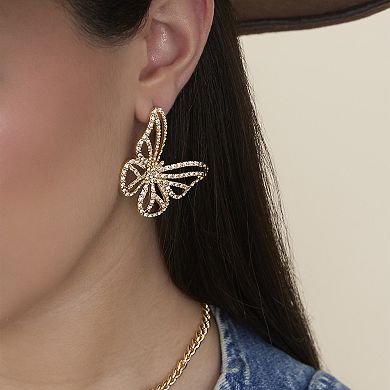 JS Jessica Simpson Textured Butterfly Stud Earrings in Gold-Tone