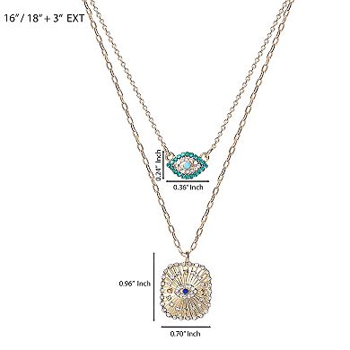 JS Jessica Simpson Gold-Tone Layered Evil Eye Pendant Necklace Set