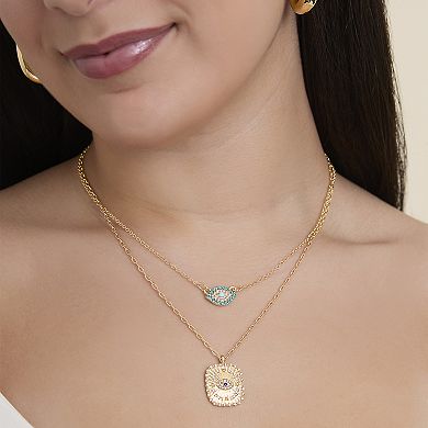 JS Jessica Simpson Gold-Tone Layered Evil Eye Pendant Necklace Set