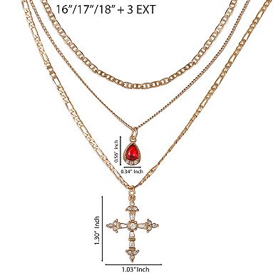 JS Jessica Simpson Layered Cross Gem Necklace