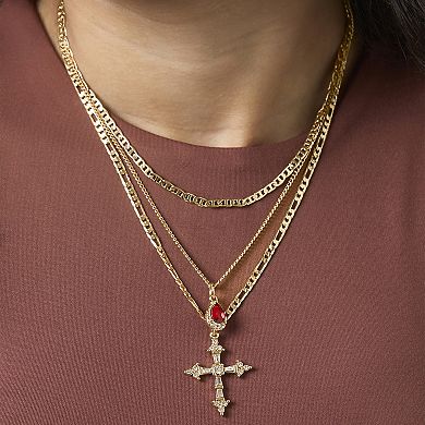 JS Jessica Simpson Layered Cross Gem Necklace