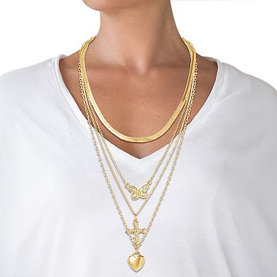 JS Jessica Simpson Layered Butterfly, Cross & Heart Pendant Necklace Set