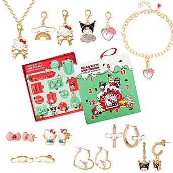 Hello Kitty 12 pc Jewelry Advent Set: Earrings, Charms, and Bracelets