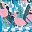 Blue With Flamingo