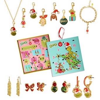 The Grinch Holiday Charm Jewelry Advent Set: Earrings, Chain, Charms