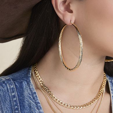 JS Jessica Simpson Wide Textured Hoop Earrings