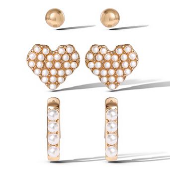JS Jessica Simpson Pearl Stud Earring Set of 3