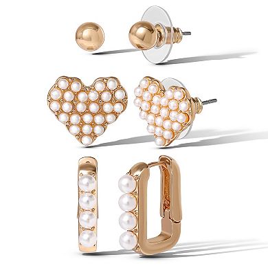 JS Jessica Simpson Pearl Stud Earring Set of 3