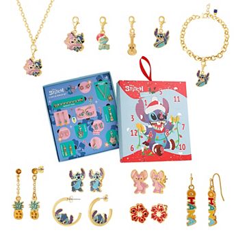 Disney Lilo & Stitch Charm Jewelry Set with Earrings and Interchangeable Chain Advent Set