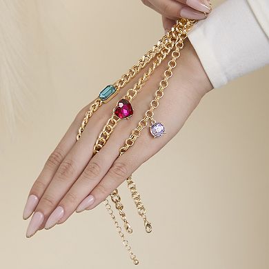 JS Jessica Simpson 3-Piece Chunky Gemstone Chain Bracelet Set