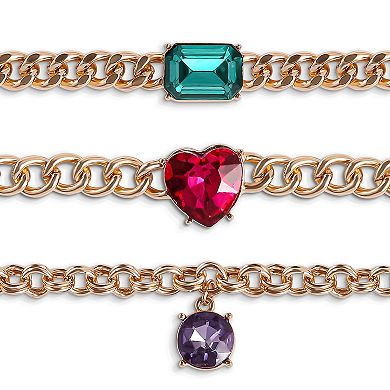 JS Jessica Simpson 3-Piece Chunky Gemstone Chain Bracelet Set