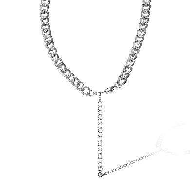 JS Jessica Simpson Silver-Tone Butterfly Charm Curb Chain Necklace