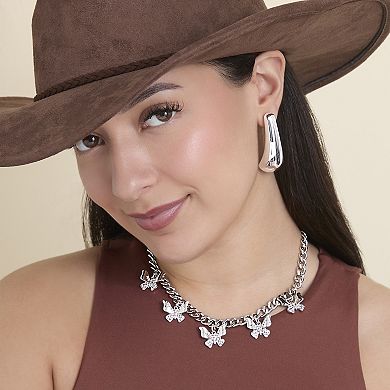 JS Jessica Simpson Silver-Tone Butterfly Charm Curb Chain Necklace