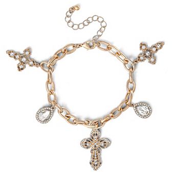 JS Jessica Simpson Crystal Cross Charm Bracelet