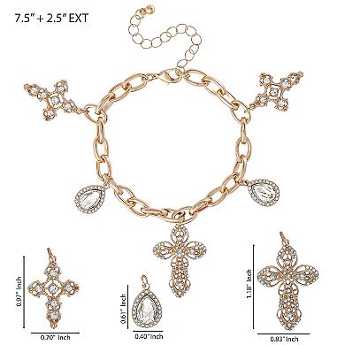 JS Jessica Simpson Crystal Cross Charm Bracelet