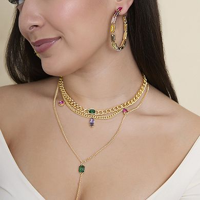JS Jessica Simpson Gold-Tone Gemstone Accent Layered Necklace