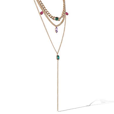 JS Jessica Simpson Gold-Tone Gemstone Accent Layered Necklace