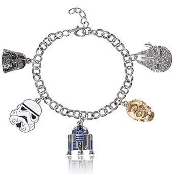 Star Wars Charm Bracelet for Women Official License, 7"+ .75" Bracelet with 5 Unique Charms