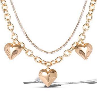 JS Jessica Simpson Triple Heart Statement Necklace