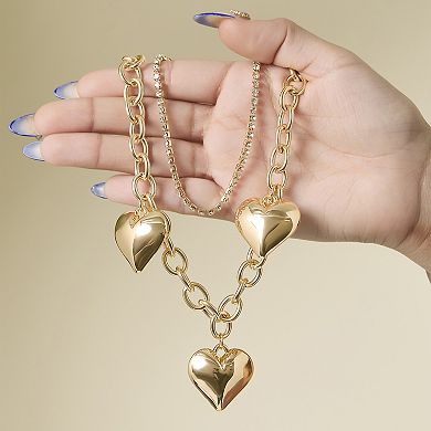 JS Jessica Simpson Triple Heart Statement Necklace