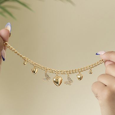 JS Jessica Simpson Heart & Butterfly Gold-Tone Bracelet