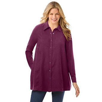 Woman Within Plus Size Swing Flannel Tunic